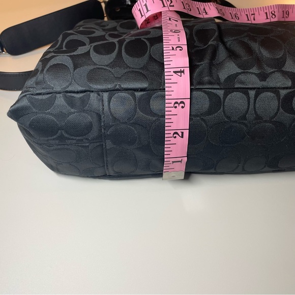 Coach Signature Black Purse Bag Satchel with Patent Leather Accents - Picture 6 of 12